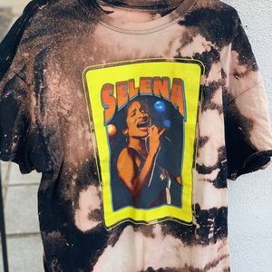 F21 Selena Distressed Tie Dye Band Tee